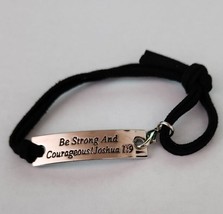 Scripture Bracelet ~ Be Strong And Courageous ~ Joshua 1:9 ~ Black &amp; Silver - £11.95 GBP