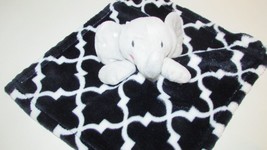 Blue white trellis Security Blanket Gray Elephant dot ears lovey Sunrise INF Inc - £21.05 GBP