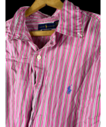 Ralph Lauren Shirt XL Mens Pink Stripe Hidden Button Down L/S 120s Popli... - $696.40 MXN