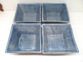 Pottery Barn Sausalito Square 6&quot; Bowls Blue Slate Bowls Bundle of 4 - £25.41 GBP
