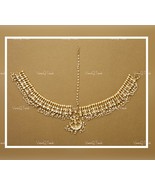 VeroniQ Trends-South Indian Gold Plated Pachi Kundan Chandbali Matha Patti - $145.00