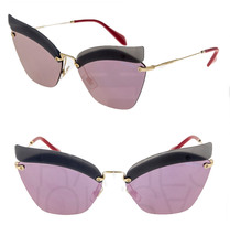 Miu Miu 56T Noir MU56TS Opal Grey Pink Mirrored Color Block Sunglasses Women - £175.22 GBP