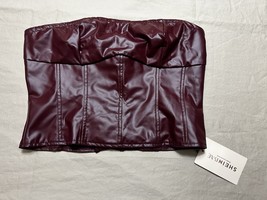 SHEIN Bae Deep Burgundy Strapless Faux Leather Corset Top Size Medium - $18.80