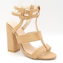 Callixte Women Block Heel Strappy Slingback Sandals Size US 4.5 Beige - £4.65 GBP