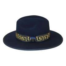 Men Bruno Capelo Hat Australian Wool Pinch Front Fedora Wesley WE974 Navy Gold image 2