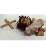 VINTAGE BRUNETTE GIRL WOOD DOLL MARIONETTE PUPPET COLLECTOR THEATRE STRUNG - €31,65 EUR