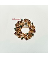 Gold Christmas Wreath Pin - $16.41 CAD
