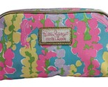 Lilly Pulitzer for Estee Lauder Small Cosmetic Bag Pink Green Flowers Le... - $12.95