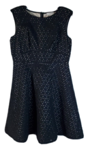 LOFT Fit &amp; Flare Dress Womens Size Petite 4P Black Eyelet Sleeveless Back Zipper - £20.24 GBP