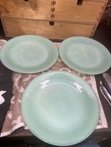 3 Vintage Fire King Jane Ray Jadite Dinner Plates 9&quot; - £47.91 GBP