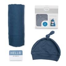 Birth Announcement Hat &amp; Swaddle Blanket Set| Unisex Softest Bamboo Muslin Baby  - £43.49 GBP