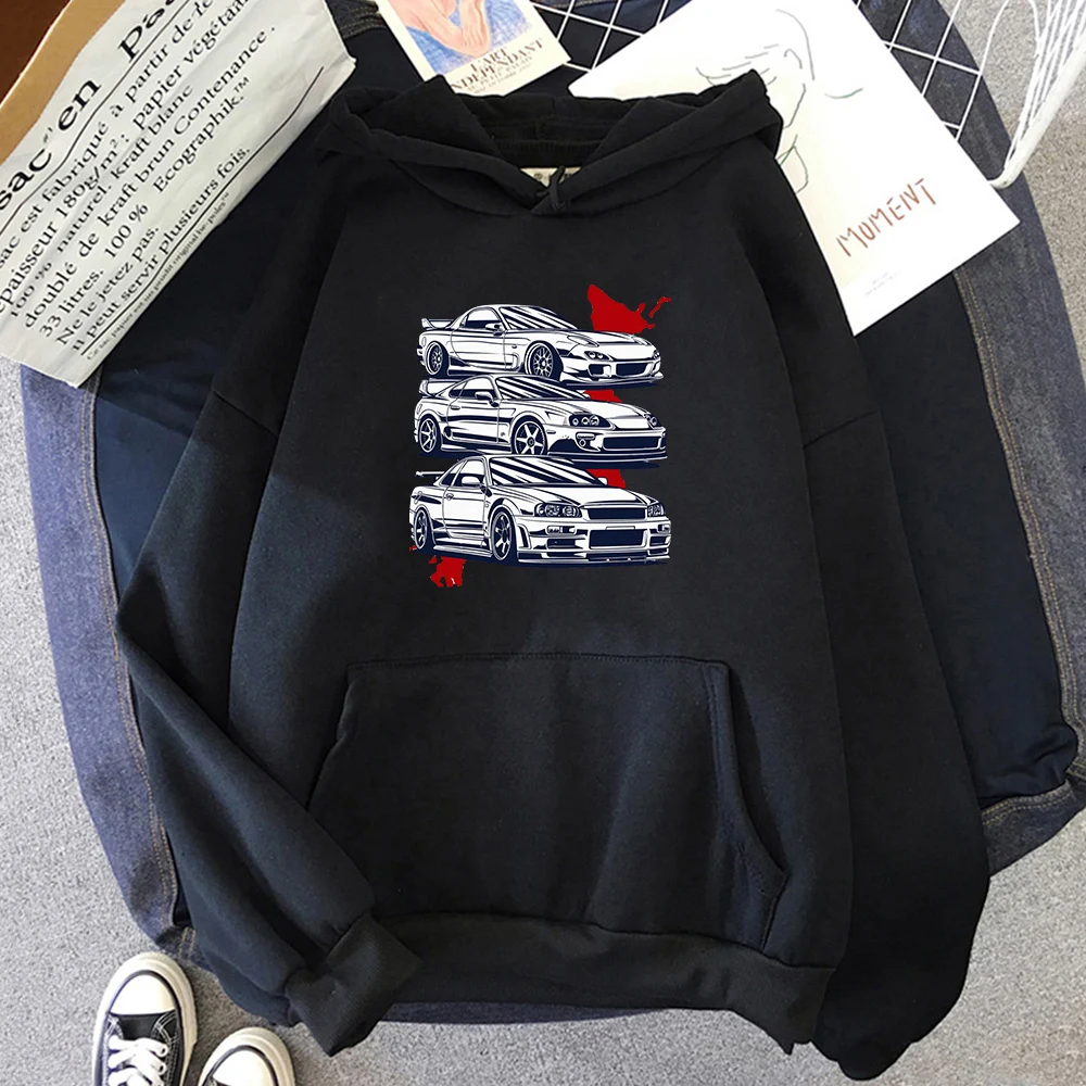 Spring Japan  Men Hoodies Initial D Hoodie Car Print Hoody Harajuku Casual  Loos - £96.43 GBP