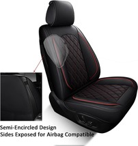 LINGVIDO Leather Car Seat Covers Breathable &amp; Waterproof Faux Leather Black/Red - £124.72 GBP