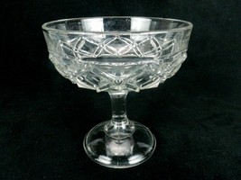 Vintage Glass Compote, Pedestal Serving Bowl, 7&quot; x 7&quot;, Pattern Ring of D... - £15.28 GBP