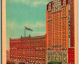 Hotel Atlantic E Clark Street Vista Chicago Illinois Il Lino Cartolina I5 - $3.03