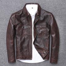 Mens Genuine Leather Jacket Biker Motorcycle Retro Classic Cafe Racer Vintage Le - £142.63 GBP