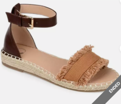 Journee Collection Women&#39;s Womens Tristeen Espadrille Shoes MED BROWN Sz 10 NEW - £23.50 GBP