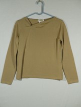 Talbots Beige Merino Wool Asymmetric Collar Long Sleeve Blouse Small Italy - £15.66 GBP