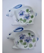 Set/2 Andrea by Sadek Bunny Rabbit Violet Tea Bag Holder Trinket Dish Bl... - €16,61 EUR