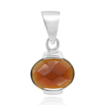 Simply Beautiful Oval Orange Cubic Zirconia on Sterling Silver Pendant - £7.03 GBP