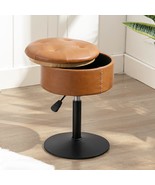 Lue Bona Small Whiskey Brown Faux Leather Vanity Stool For Bathroom, Living - $64.92