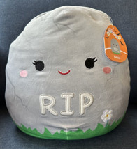 Squishmallows 12” Felice Tombstone RIP Halloween Squad Plush NWT Gray Rock Green - £23.29 GBP