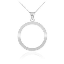 14K Solid White Gold Eternity Love Circle Of Life Karma Pendant Dainty Necklace - £115.36 GBP+