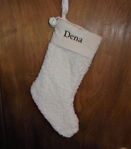 Pottery Barn Sherpa Christmas Stocking With Bells Mono &quot;Dena&quot; - $19.80