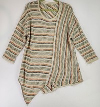 Democracy Sweater Womens XL Striped Fall Preppy Momcore Cozy Open Knit Pullover - £17.11 GBP