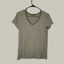 Gap Womens Shirt Medium V Neck Green Striped - £7.76 GBP