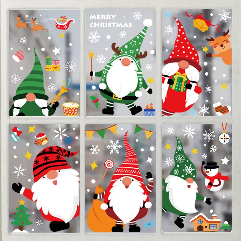Sporting Santa Elk Window Stickers Christmas Decoration for Home Navidad Noel 20 - £24.04 GBP