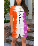 &quot;Faith&quot; Matching Shorts Set w/Custom Design - Orange/Purple (Medium 8-10) - $15.99