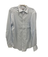 MERONA Men&#39;s Blue White Check Dress Ultimate Button Up Shirt LARGE 16-16.5 - £5.31 GBP
