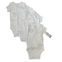 Carters Unisex Baby Short Sleeve Cotton Bodysuits 4 Pack White Sz 3 Month New - £6.25 GBP