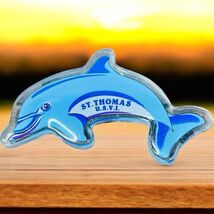Vtg Blue Dolphin St. Thomas UNVI Acrylic Magnet Souvenir Tourist Refrige... - $9.87