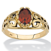 PalmBeach Jewelry Gold-Plated Silver Birthstone Ring-January-Garnet - £31.22 GBP