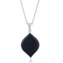 Sterling Silver Black Agate Marquise Pendant - £49.30 GBP