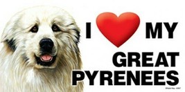 I (Heart) Love my Great Pyrenees Cute Car Fridge Dog Magnet 4x8 USA Wate... - £5.38 GBP
