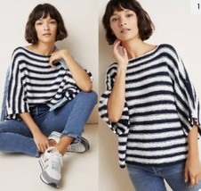 ANTHROPOLOGIE BY ANTHROPOLOGIE Blue &amp; White Lita Striped Pullover Size XS/S - £23.29 GBP