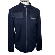 INC Full Zip Mock Neck Moto Utility Jacket with Faux Leather Small Black  - $31.48