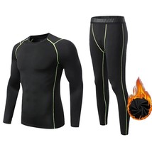 Winter Fleece Thermal  Suit Men Fitness clothing Long shirt Leggings Warm Base l - £95.29 GBP