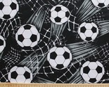 Cotton Soccer Sport Soccer Balls Nets Black Cotton Fabric Print BTY D662.32 - $12.49