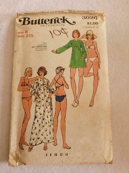 Vintage Butterick 3026 Misses Bikini & Coverup Size: 8 UC - $19.99