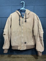 Mens Canvas Walls Hooded Work Jacket Size Medium Brown Distressed Y2K Gr... - $45.00