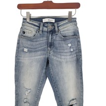 Kancan Jeans 0/23 Womens Low Rise Skinny Leg Raw Hem Distressed Light Wash - £19.36 GBP