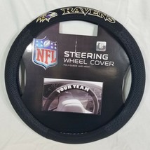 New NFL Baltimore Ravens Steering Wheel Cover Black Poly-Suede and Mesh - £9.39 GBP