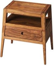 Side Table Tapered Tapering Butler Loft Distressed Black Tan 1 -Drawer 2 -Shelf - £580.92 GBP