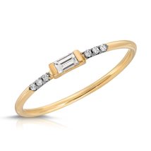 14K Solid Gold Ring With Natural Round And Bagget Diamonds - £632.64 GBP