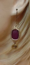 Unbranded Goldtone French WireEarrings Purple Glass Stones - £6.18 GBP