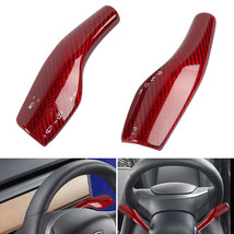 Real Carbon Fiber Red Steering Wheel Paddle Shift Trim Cover For Tesla Model 3-Y - £49.49 GBP